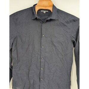 John Varvatos Long Sleeve Button Up Dress Shirt Abstract Animal Print Blue sz XL